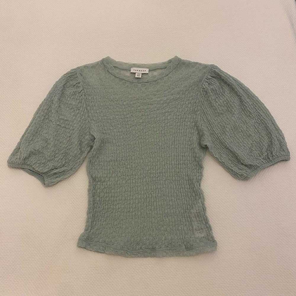 Top Shop semi-sheer mid-length top (Mint Green, Size US 10)